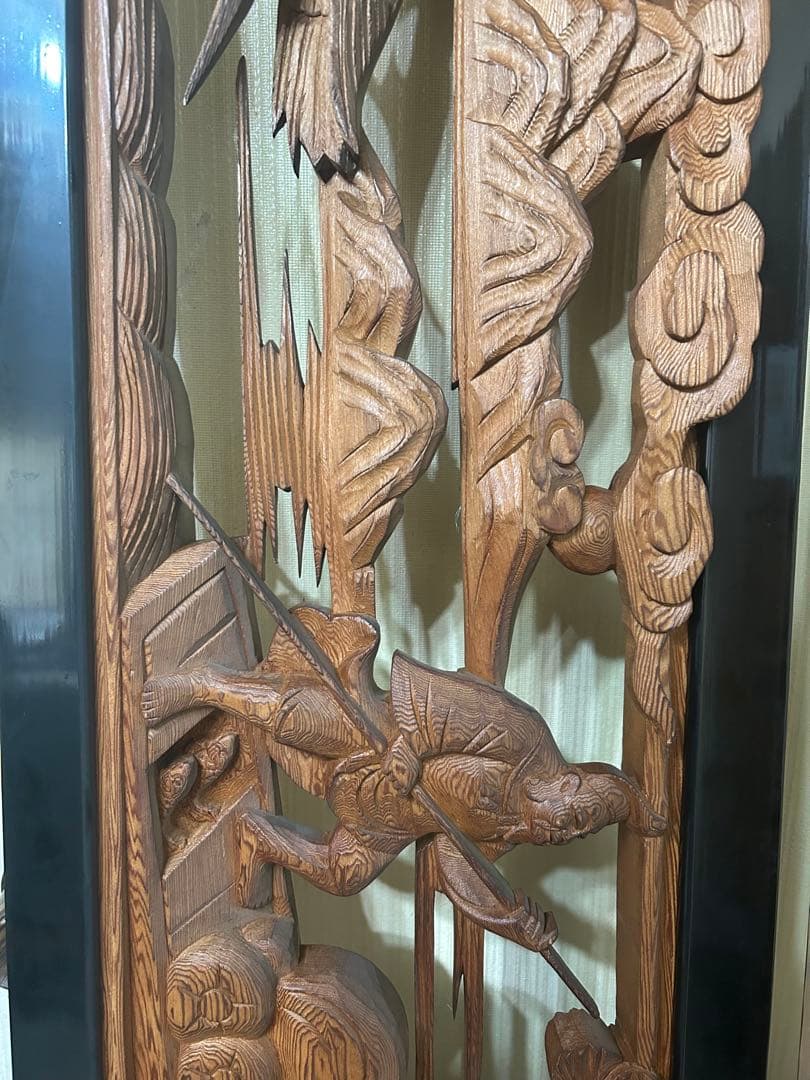 欄間　一対　七福神　建具