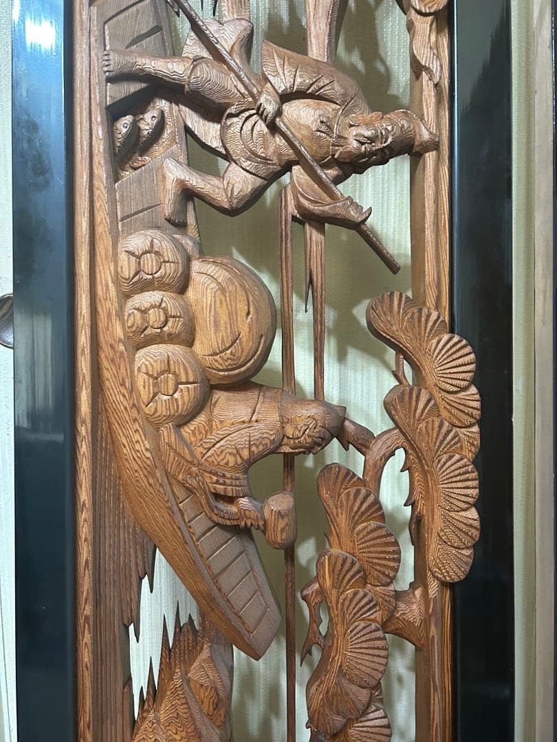 欄間　一対　七福神　建具
