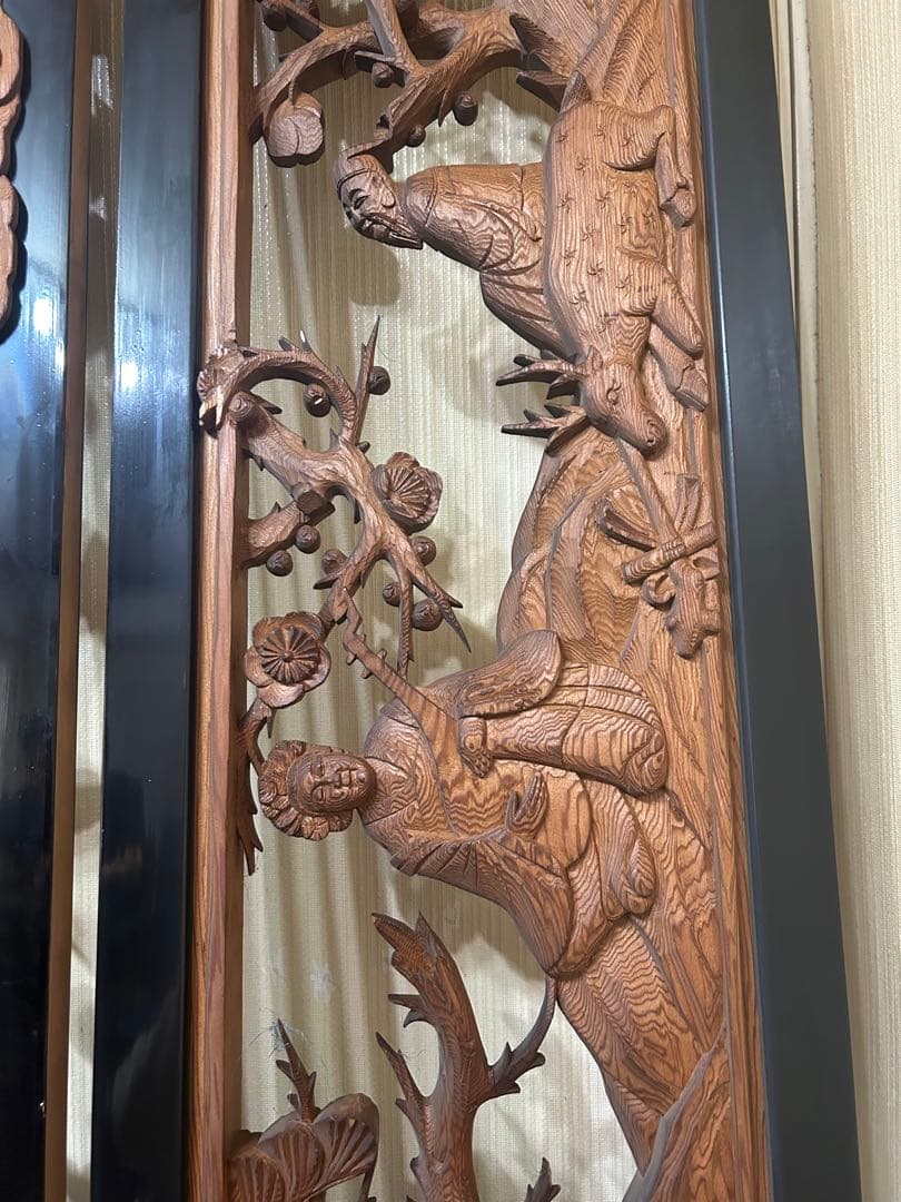 欄間　一対　七福神　建具