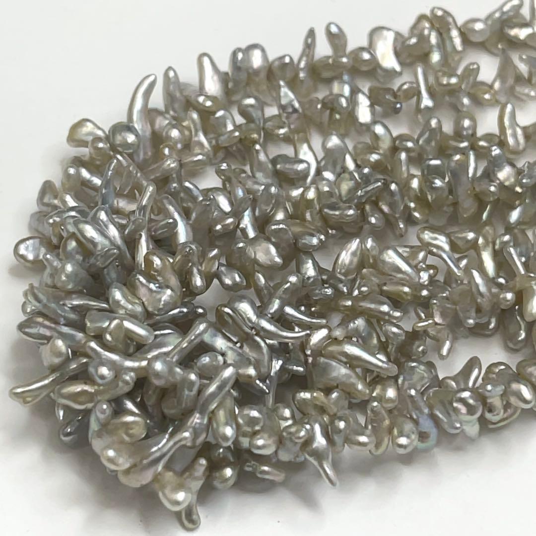 砂ケシパール 真珠 SILVER刻印 ネックレス 5連 グレー系カラー