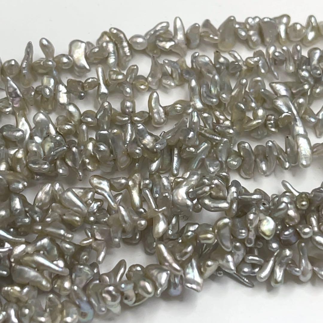 砂ケシパール 真珠 SILVER刻印 ネックレス 5連 グレー系カラー