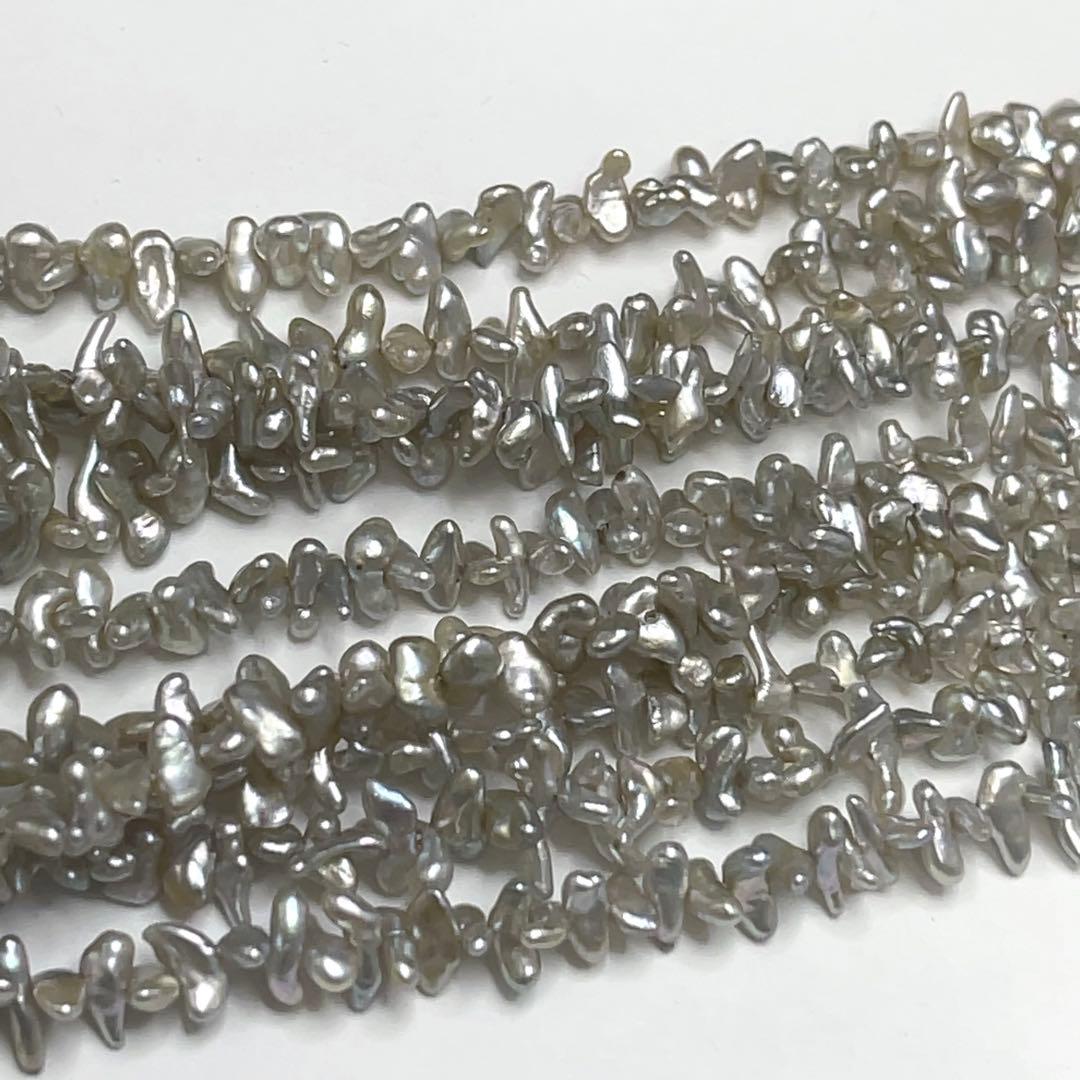 砂ケシパール 真珠 SILVER刻印 ネックレス 5連 グレー系カラー