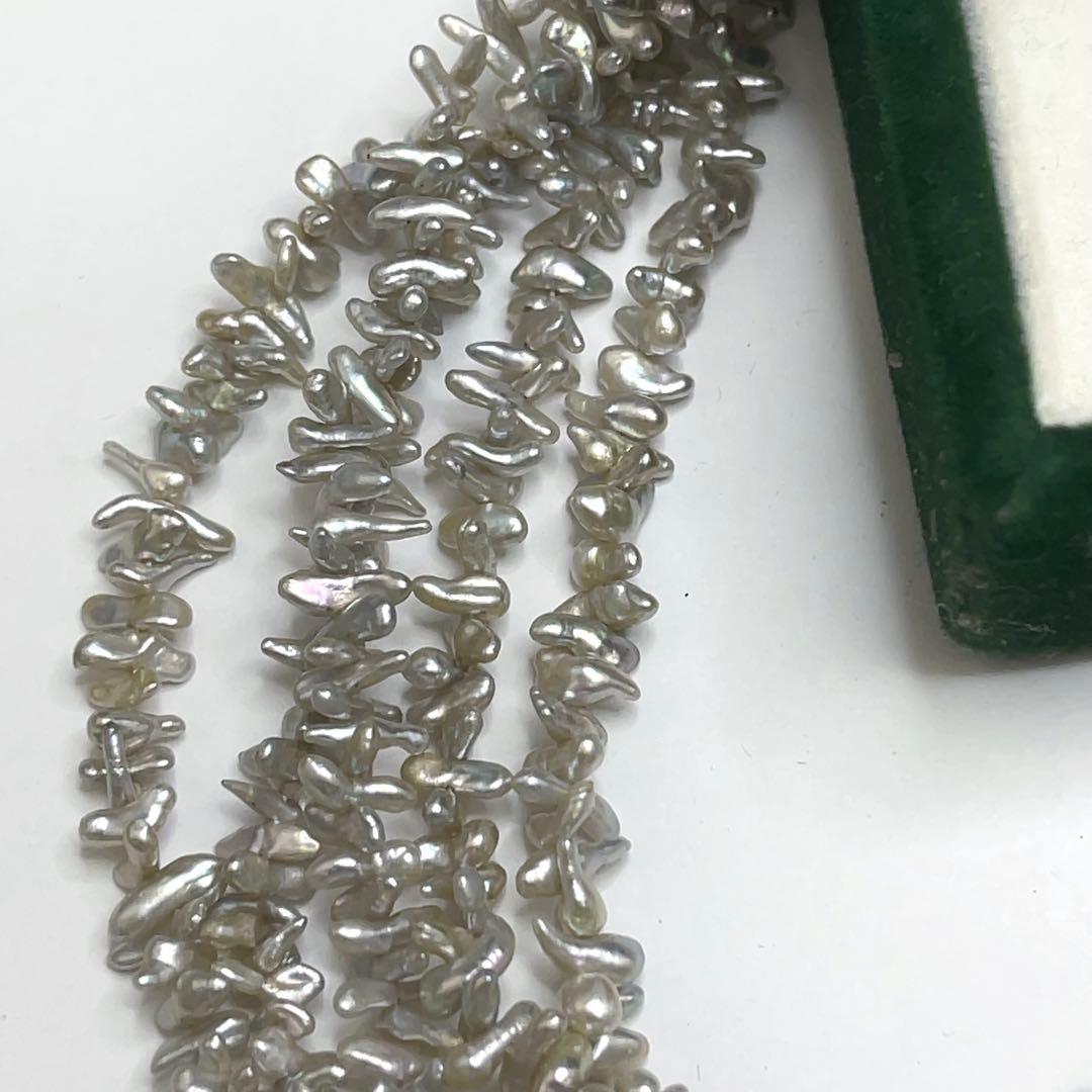 砂ケシパール 真珠 SILVER刻印 ネックレス 5連 グレー系カラー