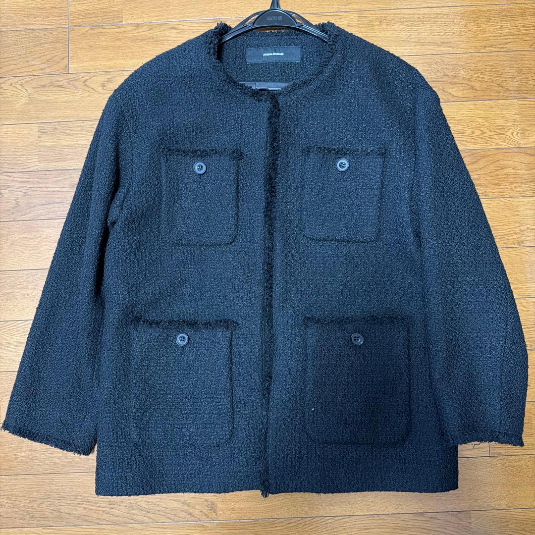 ジャーナルスタンダード ノーカラージャケット 黒 ツイード