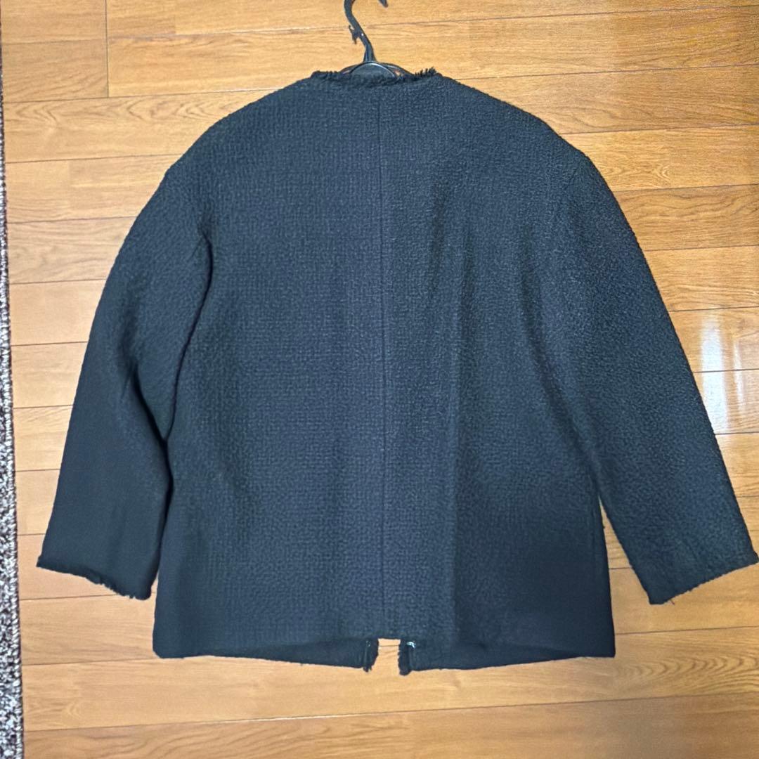 ジャーナルスタンダード ノーカラージャケット 黒 ツイード