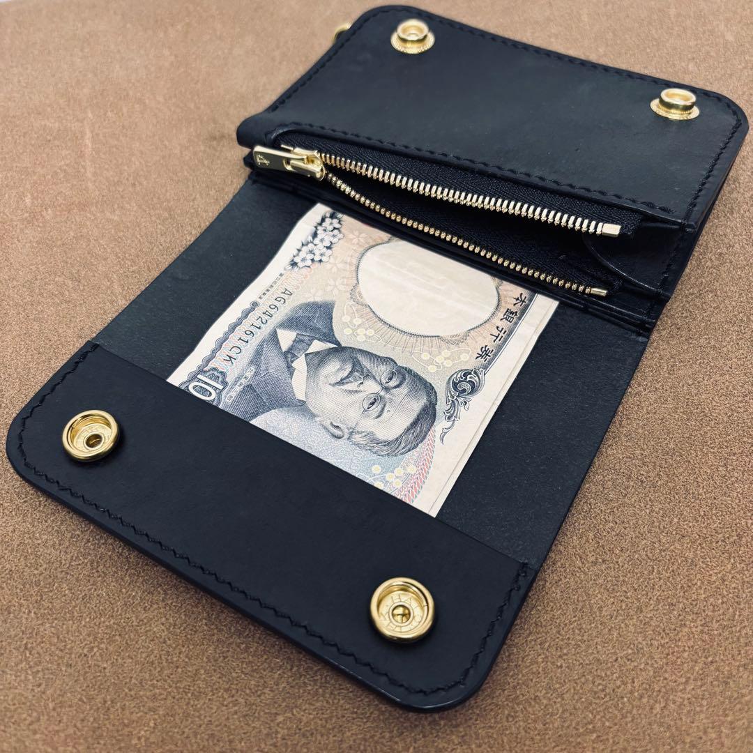 トラッカーウォレット　ミニ　黒　3層　IIPONTE