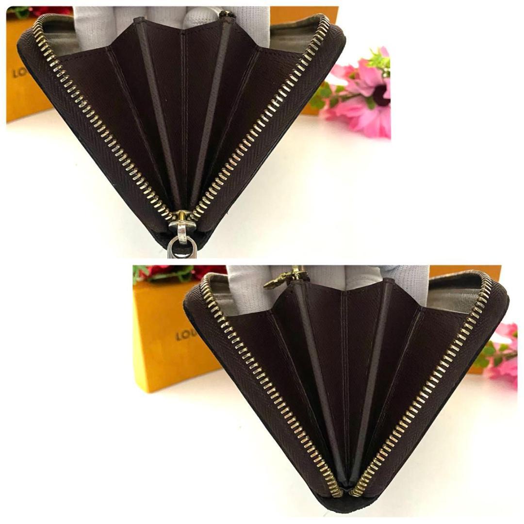 ルイ ヴィトン◎ジッピーウォレット ダミエ 茶 ラウンドファスナー エベヌ