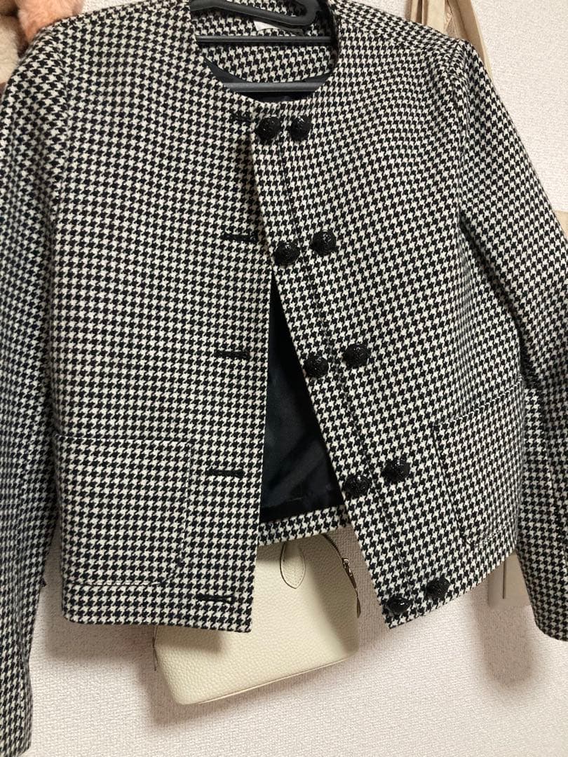 m*u様 BLUELEA 千鳥柄 ノーカラージャケット