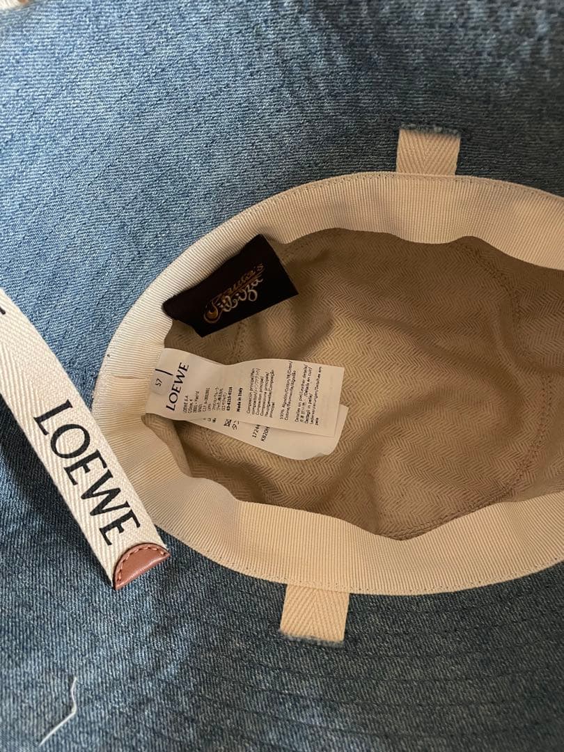 LOEWE ロエベ フレイド フィッシャーマンハット (デニム＆カーフ)