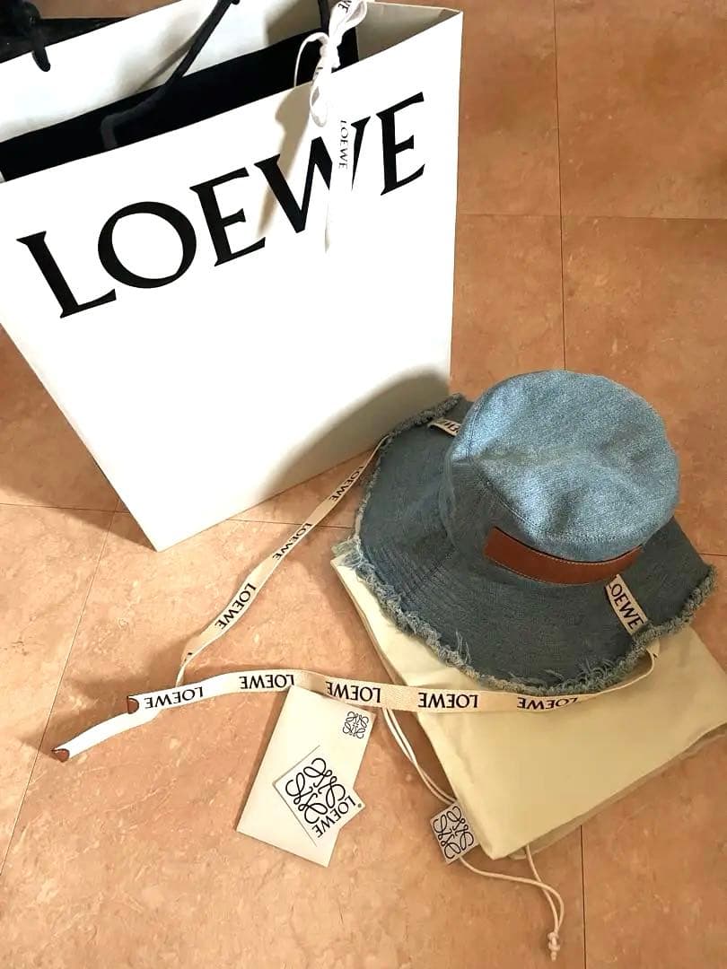 LOEWE ロエベ フレイド フィッシャーマンハット (デニム＆カーフ)