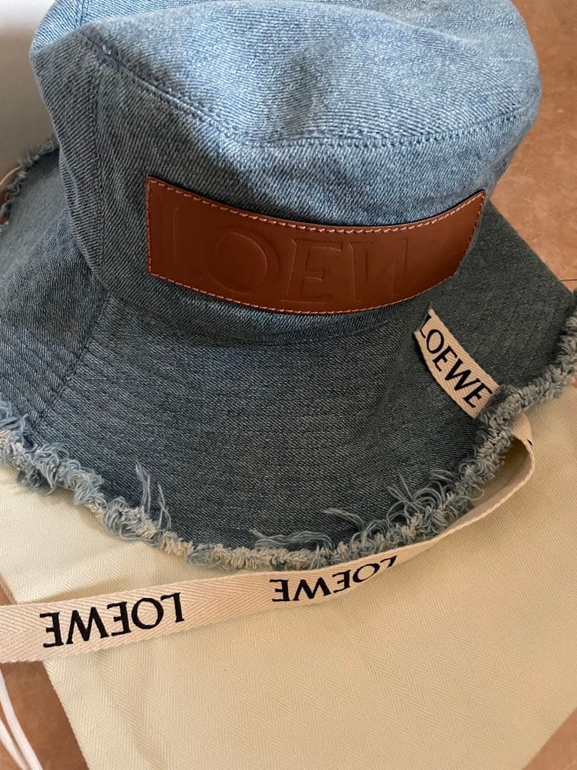 LOEWE ロエベ フレイド フィッシャーマンハット (デニム＆カーフ)