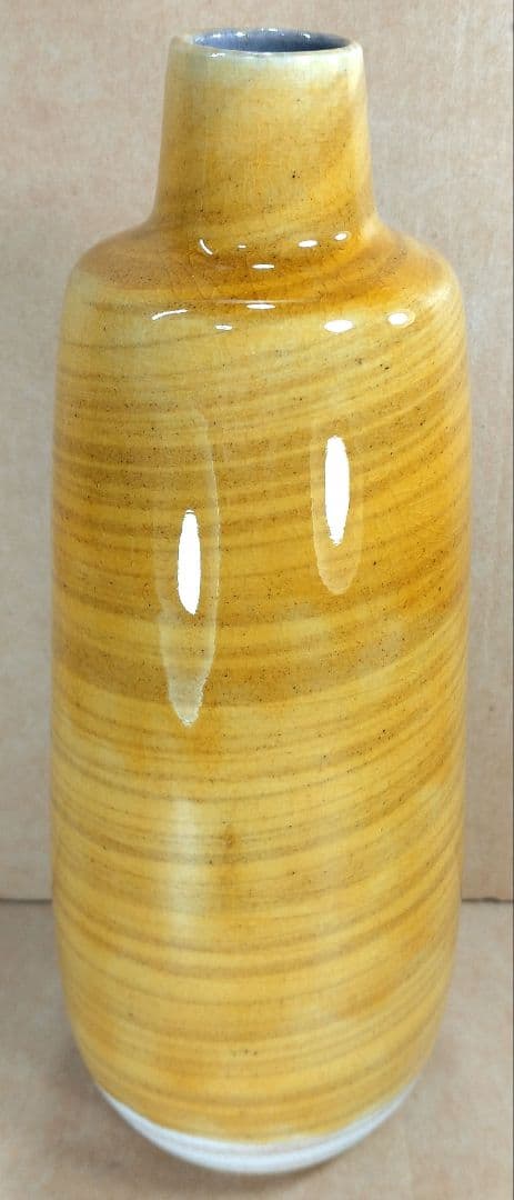 あ*♬様 【本物保証】徳田正彦(後の人間国宝三代徳田八十吉）色釉花生 共箱 黄布