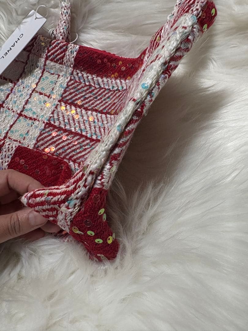 k*a様 シャネル CHANEL バーガンディ スパンコール トートバッグ