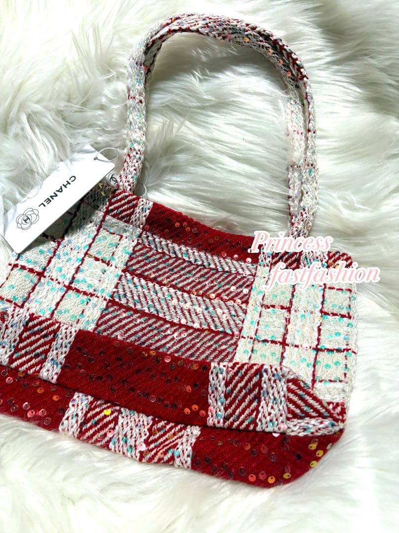 k*a様 シャネル CHANEL バーガンディ スパンコール トートバッグ