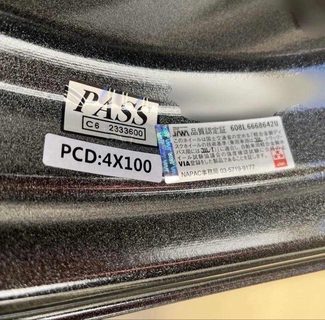 シルバー 15インチ ホイール 4X100 4穴　②