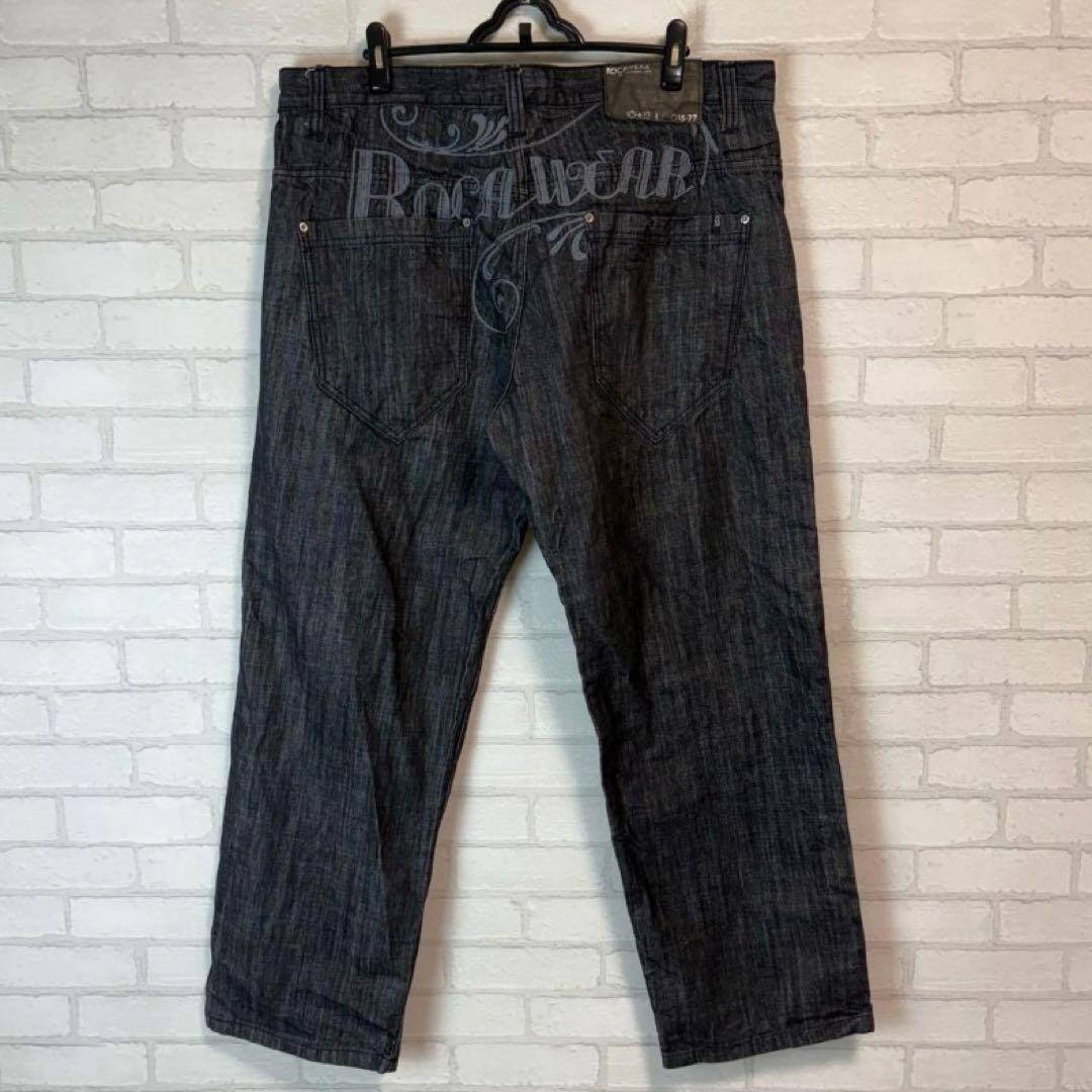 ロカウェア ROCAWEAR 極太　ブラックデニム　バギーパンツ　bboy 90