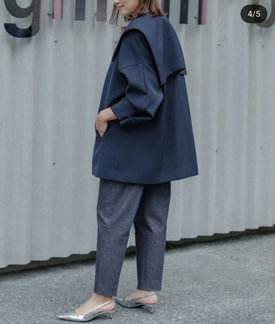 ★タグ付き 未使用 Liten リテン セーラーカラーコート ネイビー