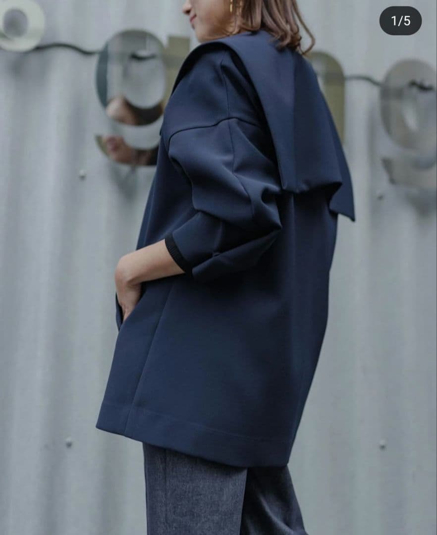 ★タグ付き 未使用 Liten リテン セーラーカラーコート ネイビー