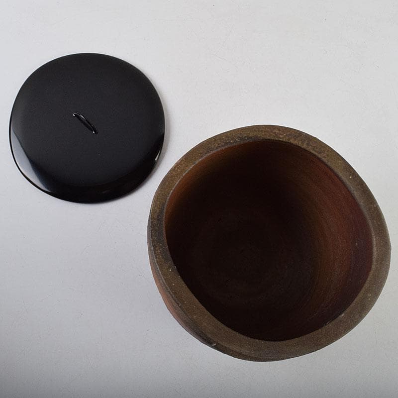 茶道具　備前焼　小山末廣作　一重口水指　共布共箱　C　9163D