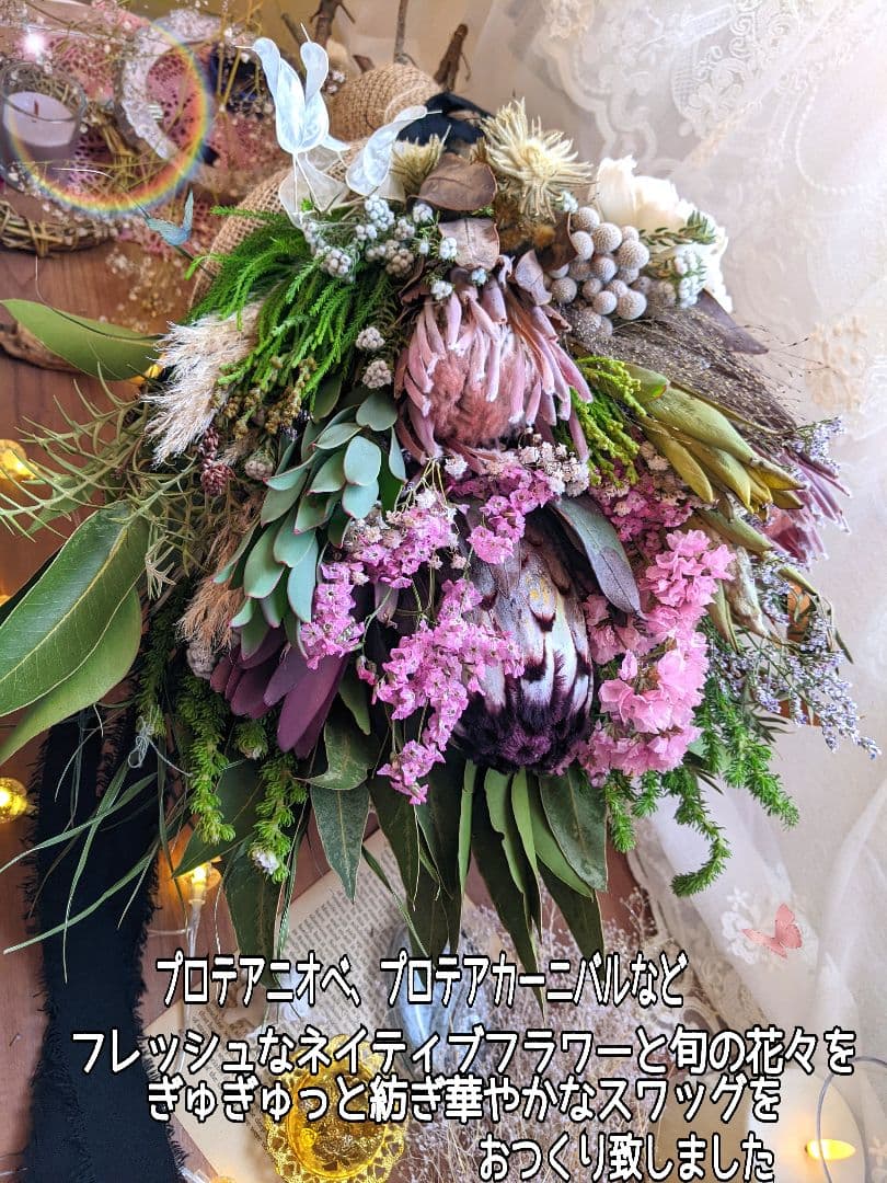 ネイティブスワッグ／プロテア／美しいワイルドスワッグ✳︎・:*+.凛