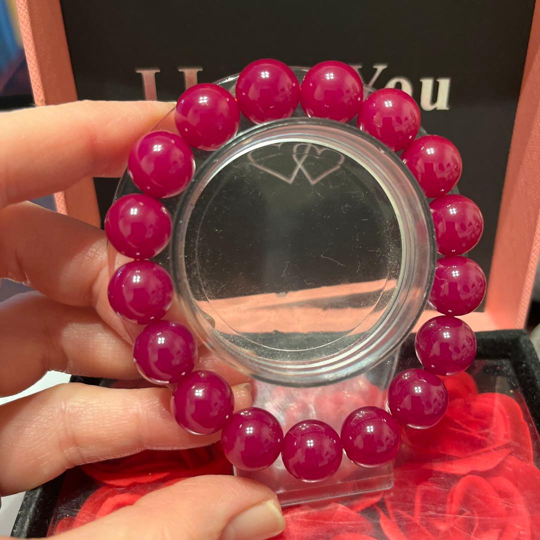 セール！天然石ブレスレット　ミャンマー産　ルビー　大玉