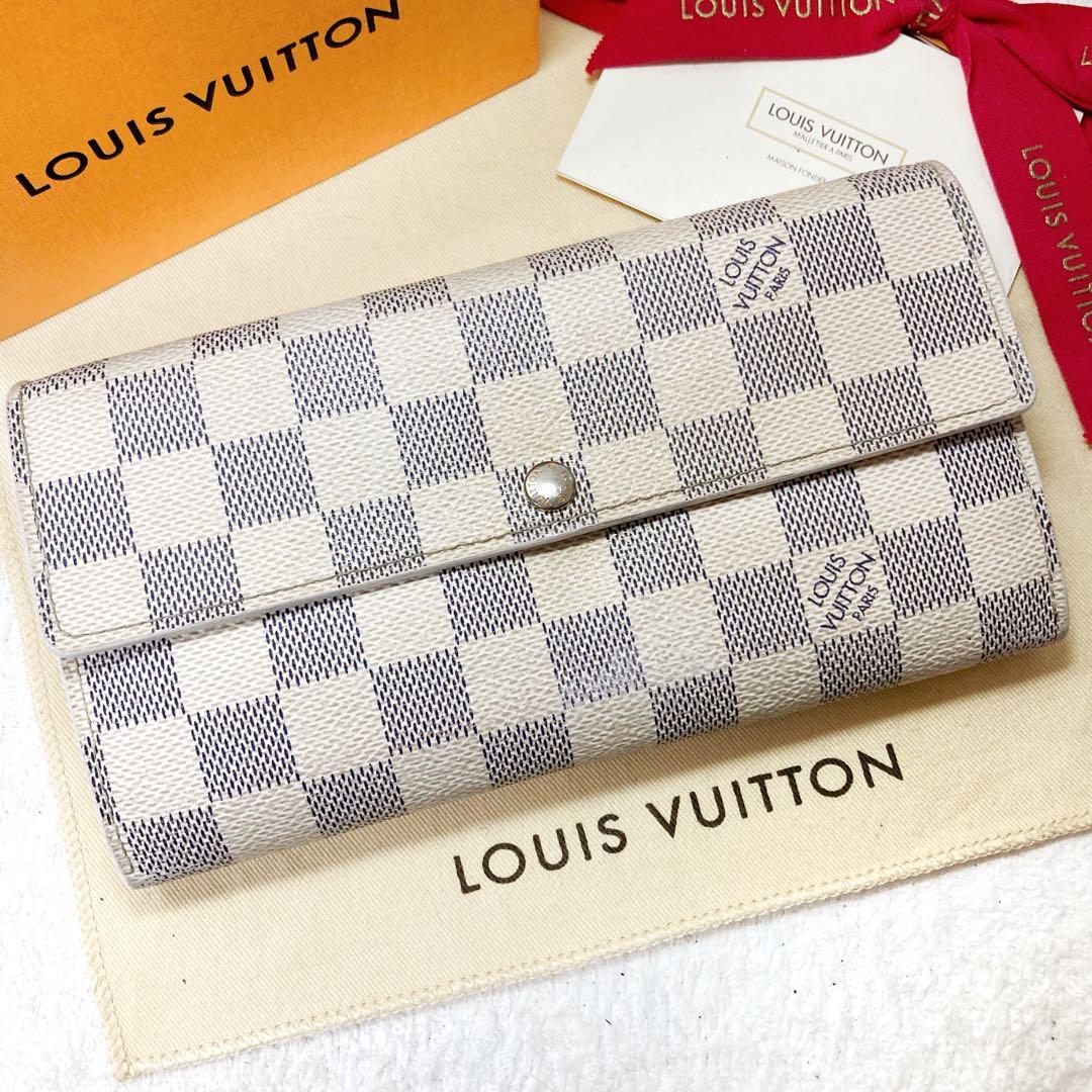 【美品】ルイヴィトン ☆ポルトフォイユサラ ダミエ アズール 長財布