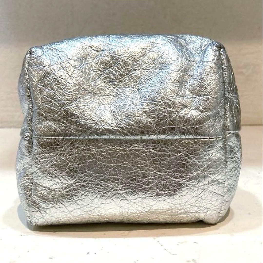【美品】MARCO MASI 巾着　スタッズ ショルダーバッグ　シルバー