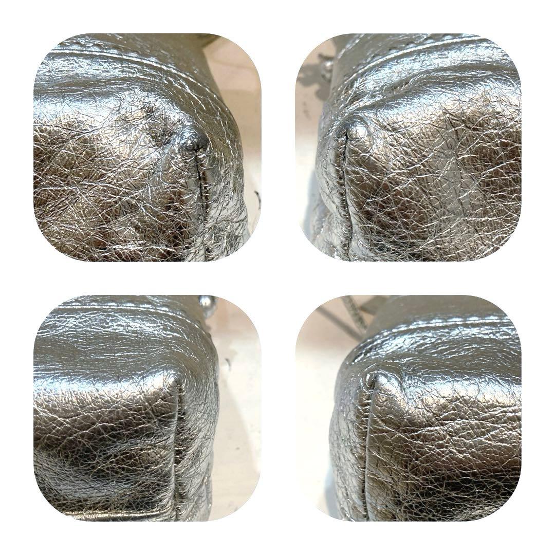 【美品】MARCO MASI 巾着　スタッズ ショルダーバッグ　シルバー