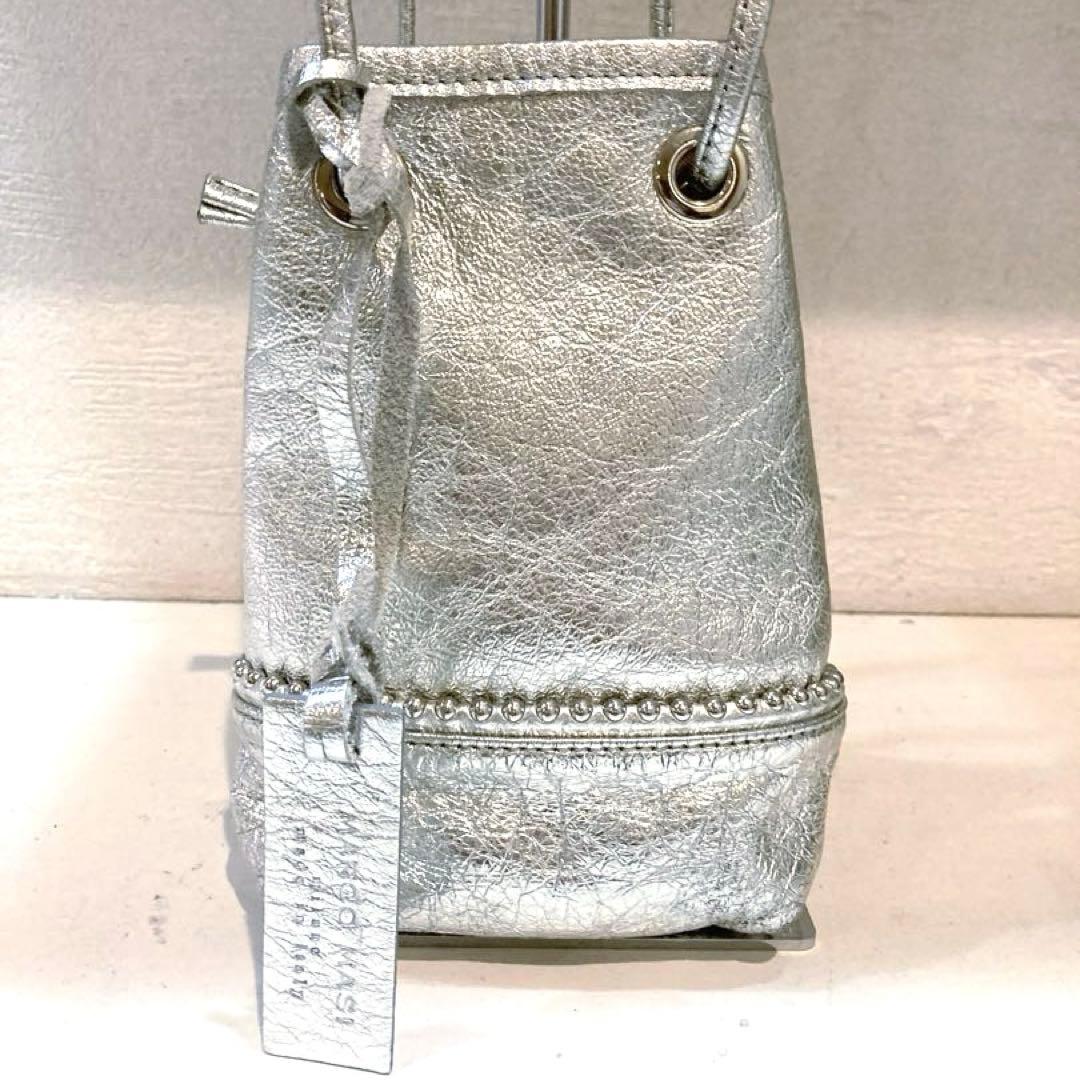 【美品】MARCO MASI 巾着　スタッズ ショルダーバッグ　シルバー