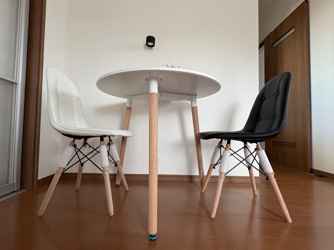 ダイニングチェアテーブル3点セット 円テーブル80cm チェア クッション