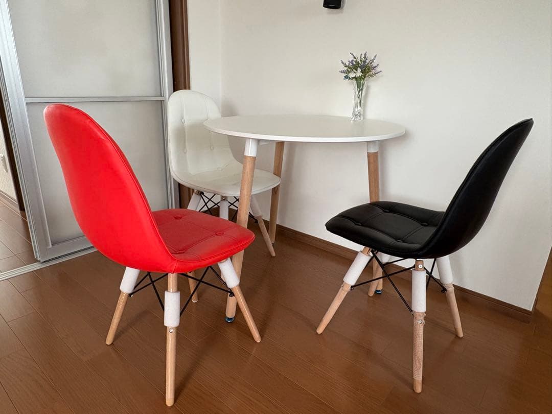 ダイニングチェアテーブル3点セット 円テーブル80cm チェア クッション