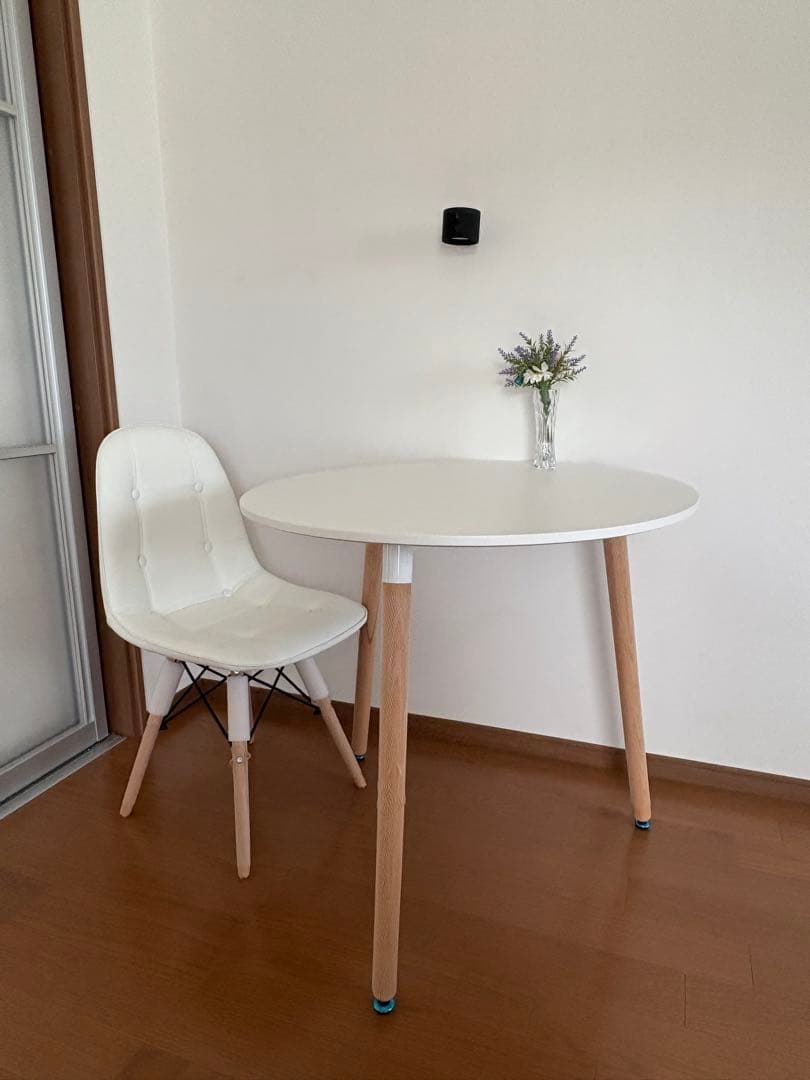 ダイニングチェアテーブル3点セット 円テーブル80cm チェア クッション