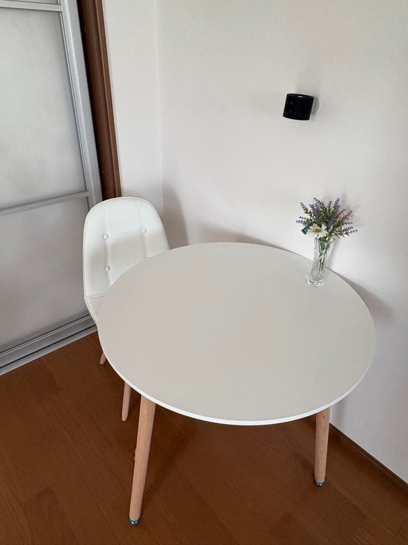 ダイニングチェアテーブル3点セット 円テーブル80cm チェア クッション