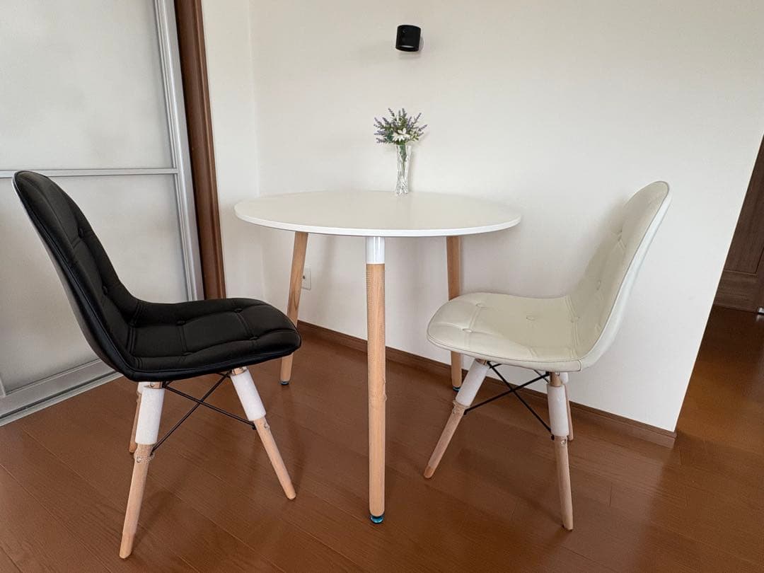 ダイニングチェアテーブル3点セット 円テーブル80cm チェア クッション