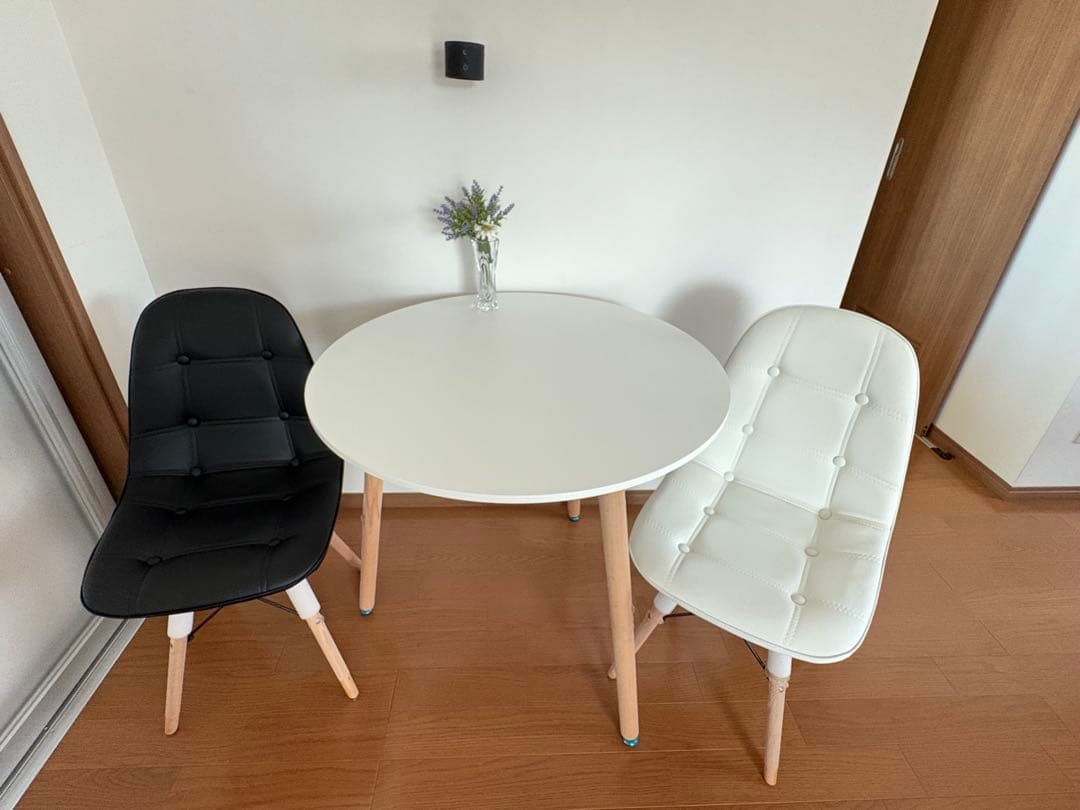 ダイニングチェアテーブル3点セット 円テーブル80cm チェア クッション