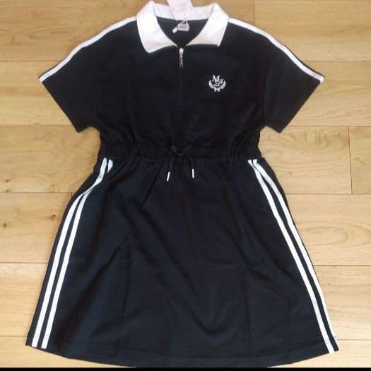 【新品タグ付】メゾピアノ　サイドラインワンピース　黒　140