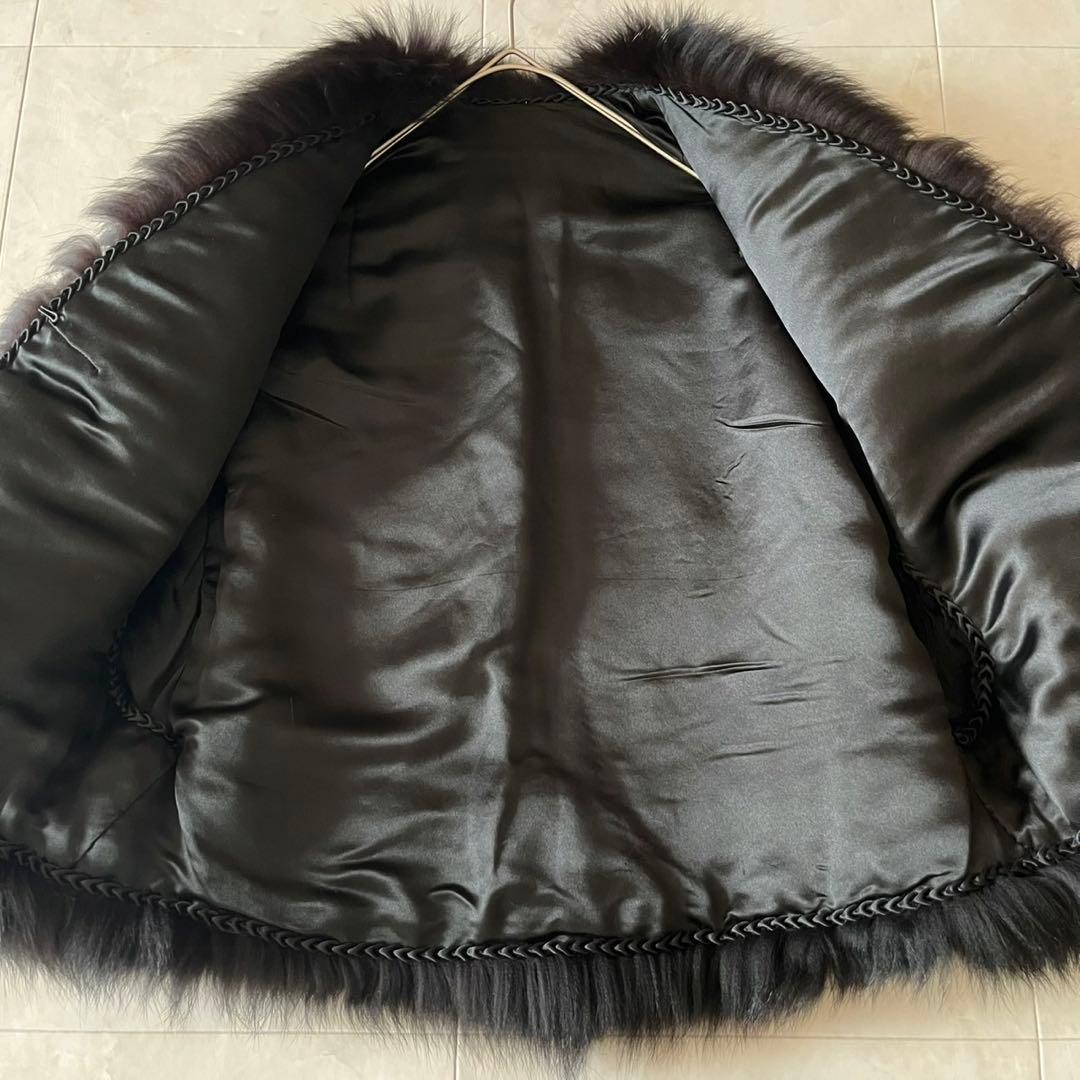 極美品✨フォックスファー× アストラカン　ブラック ケープコート　マントポンチョ