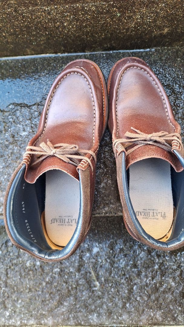 フラットヘッド ステアハイド モカシンブーツ ブラウン