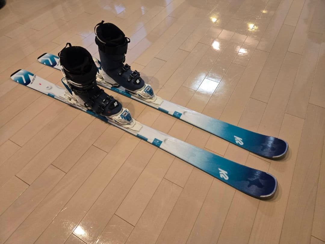 K2 スキー板 ブーツ付き 青白グラデーション