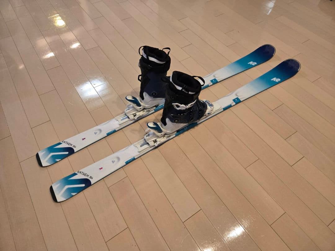 K2 スキー板 ブーツ付き 青白グラデーション