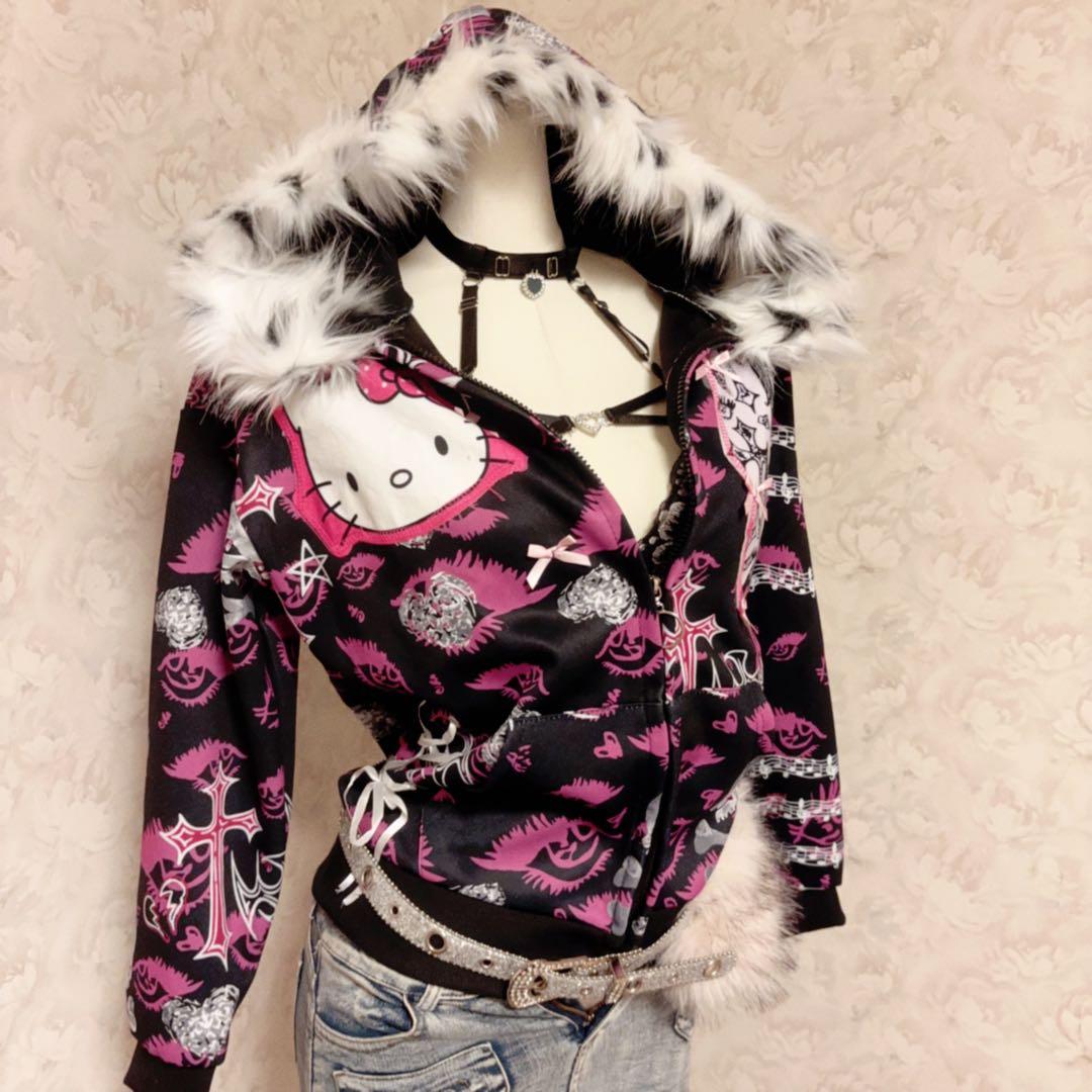 平成ギャル　00s Y2Kハローキティ グラフィックパーカー