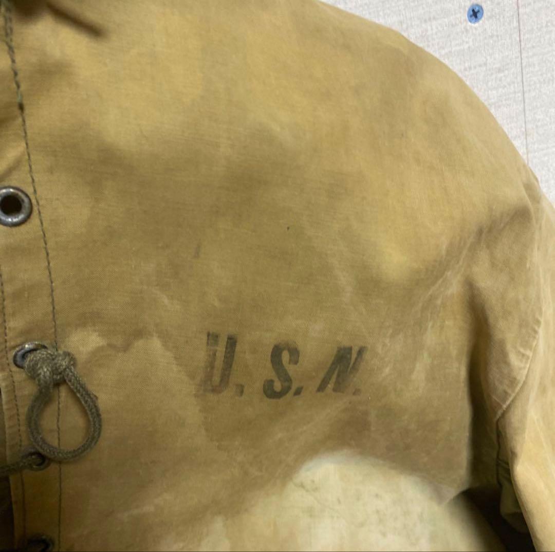 40s 50s 米軍　実物　USN N−2デッキ　レインパーカー