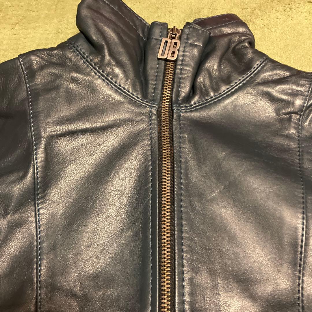 ダークビッケンバーグ　レザー ケープコート レザーマント　濃いめのブルーグレー