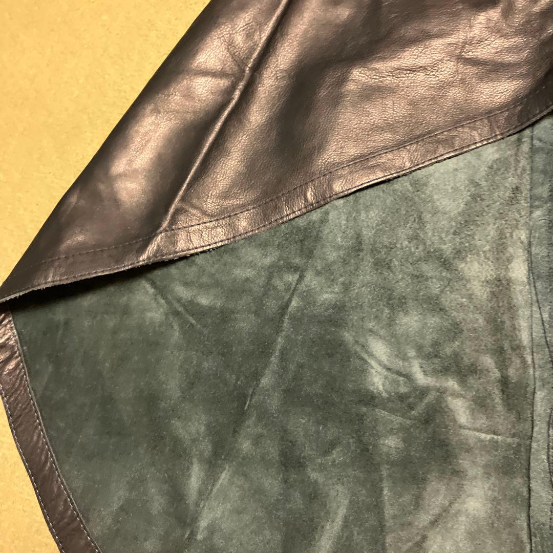 ダークビッケンバーグ　レザー ケープコート レザーマント　濃いめのブルーグレー