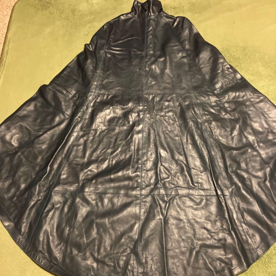 ダークビッケンバーグ　レザー ケープコート レザーマント　濃いめのブルーグレー