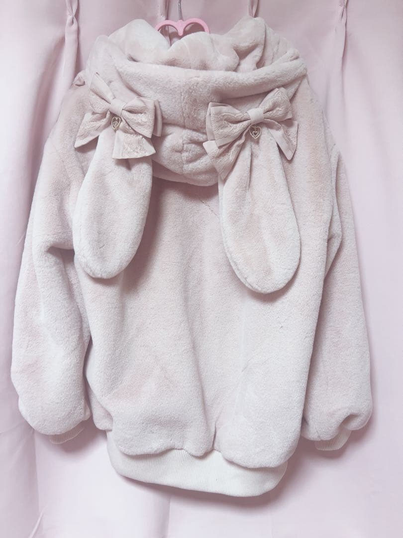 LIZLISA レースアップスリーブうさみみファーブルゾン ピンク