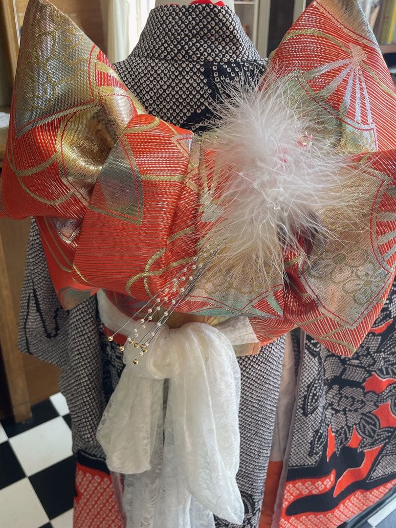 七五三お祝い黒絞り柄セット