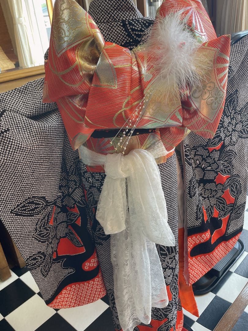 七五三お祝い黒絞り柄セット