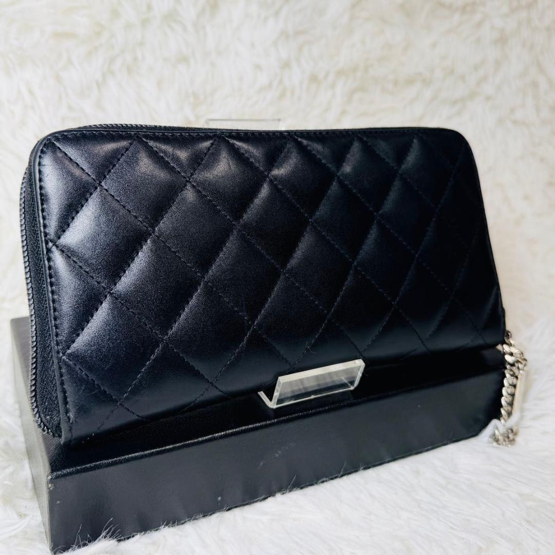 【最終セール！】シャネル　カンボンライン　ラウンドファスナー　長財布　ブラック