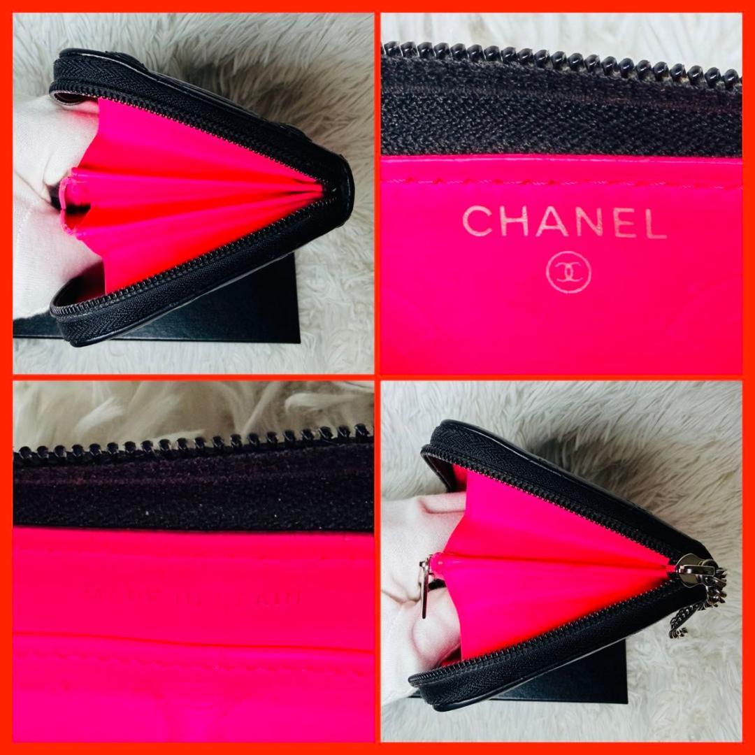 【最終セール！】シャネル　カンボンライン　ラウンドファスナー　長財布　ブラック